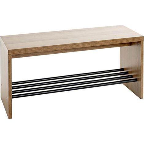 Meuble à Chaussures & Banc "Miranda" 80cm Chêne Foncé & Noir (1/5)