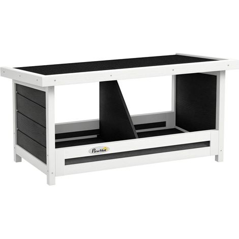 Poulailler à trois compartiments, toit en asphalte, cadre en bois, dimensions : 66 x 37 x 34 cm, gris/noir.