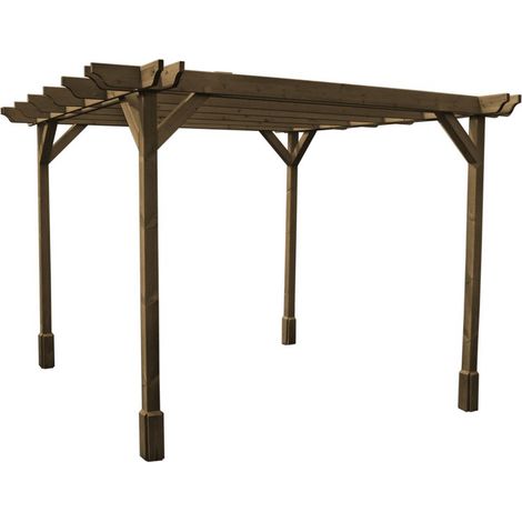 Double Premium Pergola - Wood - L360 x W420 x H270 cm - Rustic Brown