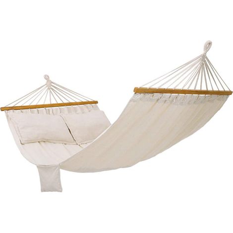 Hamac de jardin avec 2 oreillers 210 x 150 cm charge 300 kg