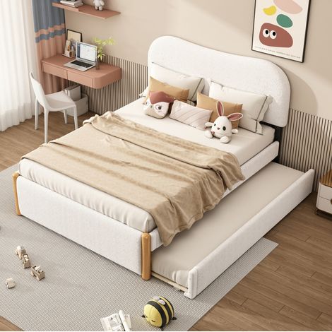 Bett Doppelbett Rollbett 140x200 Plush Weiß OKMYHOME (1/5)