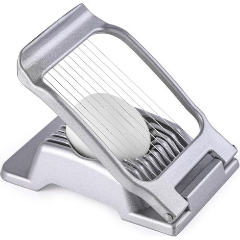 Cortador de huevos para huevos duros, alambre de acero inoxidable, robusto cortador de huevos de aluminio, apto para lavavajillas, adecuado para huevos, fresas y frutas blandas. (1/5)
