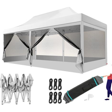 Carpa tipo toldo, tejido impermeable, mosquitera, blanca (1/2)