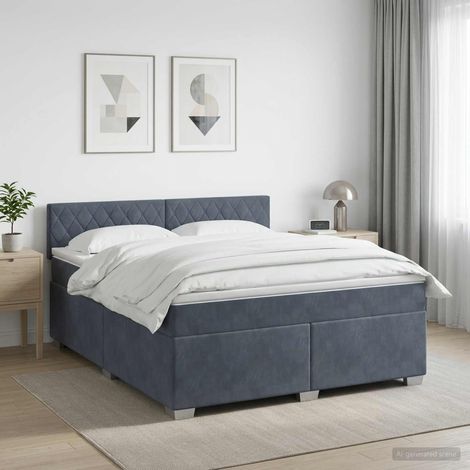 Cama box spring con colchón Gris oscuro 140 x 190 cm Terciopelo (1/5)