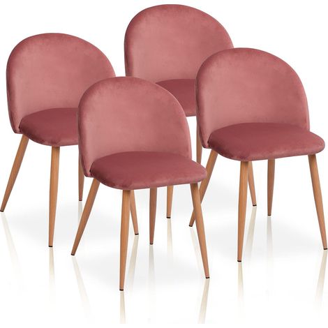 Chaise, Tissus, Rose Maquillage, 77 cm (Hauteur) x 46 cm (Largeur) x 47 cm (Profondeur) (1/5)