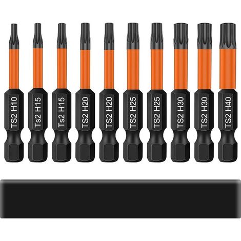 Embouts De Vissage Torx, 10 Embouts De Vissage Torx 50 mm De Long Tige Hexagonale 1/4 Avec MéMoire De Base, T10/T15/T20/T25/T30/T40 Jeu D'Embouts éLectriques (1/5)