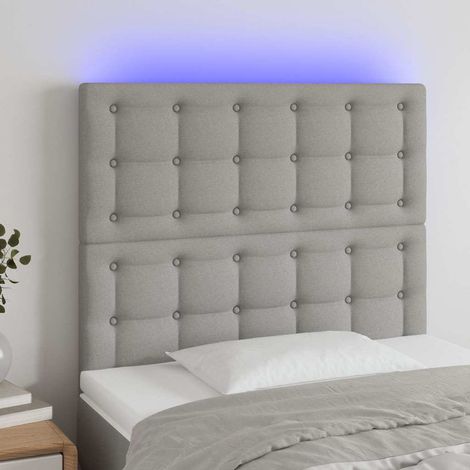 vidaXL Cabecero con luces LED tela gris claro 90x5x118/128 cm (1/5)