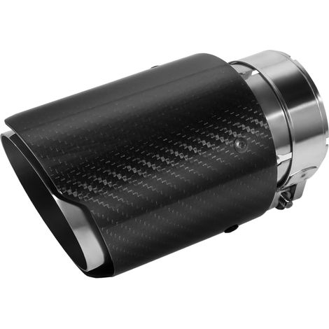 63MM Entrée Embouts D'éChappement 3,5" Sortie Embout D'éChappement De Voiture En Acier Inoxydable Et Fibre De Carbone Brillant (Argent Noir Brillant) (1/5)