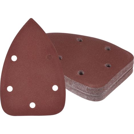 25 Feuilles de Papier de Verre pour Ponceuse à Souris - [240 Grains, 3,5" x 5,5"] Feuilles de Ponçage Triangulaires à Boucle et Crochet Assorties  5 Trous, Oxyde d'Aluminium (1/5)