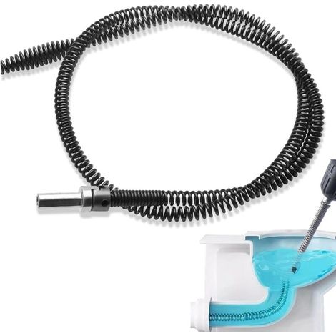 Drain Cleaning Spiral Ø 10 mm x 1 m - Spiral drain unblocker with universal drill bit - With electrical adapters for toilets (1/5)