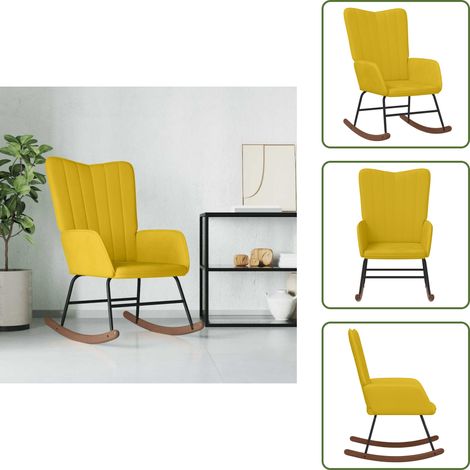 Chaise à bascule Jaune moutarde Velours - Chaises À Bascule - Fauteuil À Bascule - Chaise Relaxante - Mobilier Extérieur - Décoration Intérieure