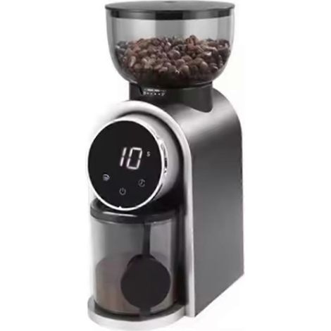 Moulin à café électrique automatique à meules avec compartiment à grains visible pour expresso, compatible avec les cafés américains (prise US). (1/5)