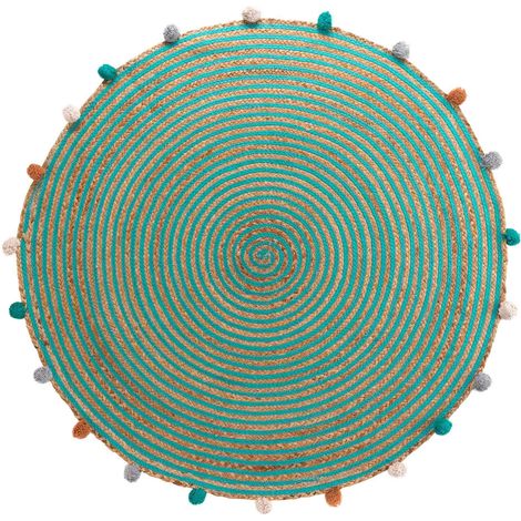 Kinderteppich mit Pompons BALOO, Ø 90 cm (1/4)