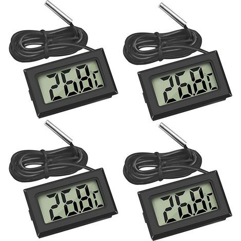 Mini Digital LCD Thermometer Temperatur mit Temperaturfühler Sensor Tester für Kühlschrank Gefrierschränke Aquarium (4 Stück Schwarz), rlife (1/5)