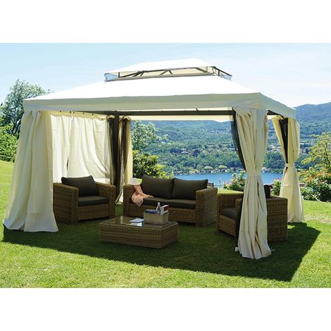 Gazebo rettangolare 300x400 cm color ecrù con struttura in alluminio MALIGI HOME MG-LUCE Ecrù (1/5)