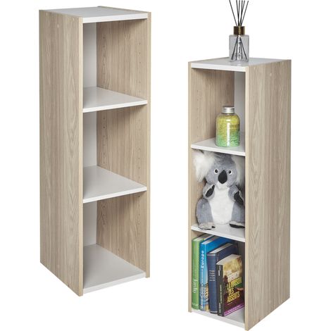 Iris Ohyama, Bücherregal mit drei Regalen, Set aus 2 Akzentmöbeln, UB-9025, hellbraun