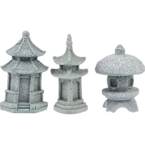 Lot de 3 lanternes décoratives simulant une tour de pavillon, pour un aménagement paysager chic.-5.5x2.8cm-Light Grey