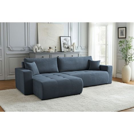 Ecksofa Schlafsofa Sofa ARMARI in Stoff Wind Dunkelblau Ottomane Rechts (1/5)