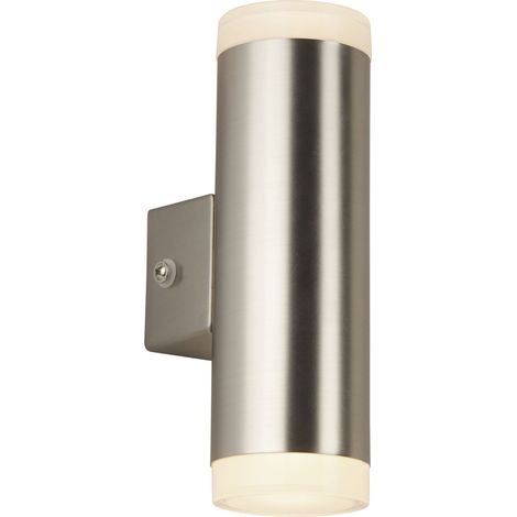 Searchlight Outdoor - Applique murale extérieure montée et descente à 2 ampoules DEL intégrées, argent satiné IP44 (1/4)