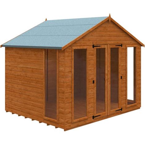8 x 10 Feet Contemporary Summerhouse 12mm Shed - Solid Wood/Softwood/Pine - L235 x W295 x H257.7 cm - Burnt Orange