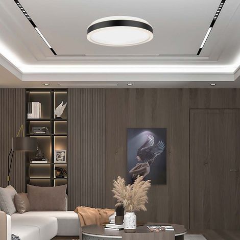V-TAC VT-7757 Plafonnier LED 38W triac dimmable 400x62mm montage en surface rond couleur noire 4000K - 6908 (1/5)