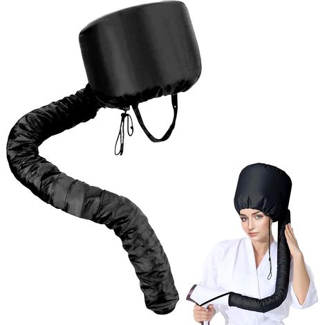 1 Casque Sèche-cheveux,Tuyau 85cm,Capuchon Ajustable,Noir,Salon Domicile