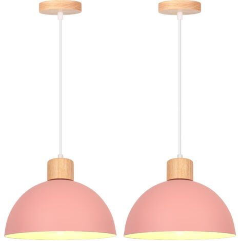 royaluxe- 2PCS Lustre En Métal Vintage Suspension Luminaire Moderne Lampe À Suspension D'Intérieur Simple E27, Rose Pour Restaurant Cuisine (1/5)