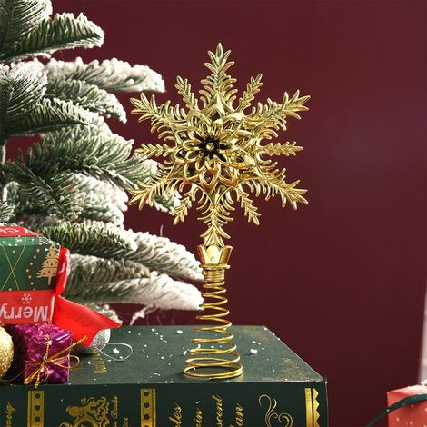 Étoile Pour Sommet De Sapin De Noël - Étoile Métallique À Motif Ajouré Avec Lumières Led Intégrées - Décoration Festive Pour Intérieur - 1 Pièce (1/5)