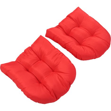 Lot de 2 coussins d'assise extérieurs capitonnés épais en polyester forme U pour mobilier jardin rouge 18.9x18.9 in (1/5)