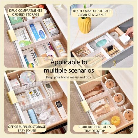 Organisateur de Tiroir 24 Pièces - Boîte de Classement pour Sous-vêtements & Chaussettes, Cloisons Amovibles, Accessoire d'Organisation pour Dressing (1/3)