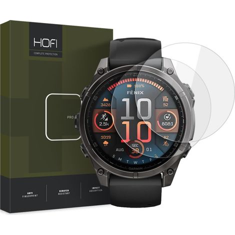 Protector de pantalla de cristal templado hofi glass PRO+ (paquete de 2) para Garmin Fenix 8 (47 mm), transparente. (1/2)