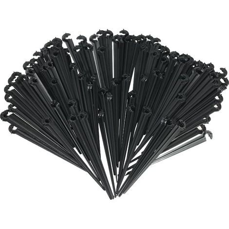 Decdeal 100PCS Système d'Arrosage Automatique Goutte à Goutte, Gicleurs Drippers, Piquets de Support, pour Plante Serre/DIY Jardin/Parterres de Fleurs/Herbes