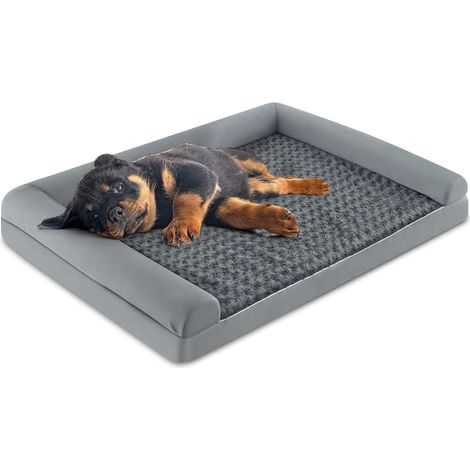 COSTWAY Cuccia Cane Interno in Schiuma, Brandina per Cani con Cuscino, Copertura Rimovibile e Tessuto Interno Impermeabile, Lettino per Animali Domestici, Grigio (122 x 89 x 18 cm) (1/5)