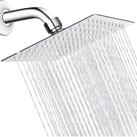 Ein 8 Zoll großer, quadratischer, silberner Einzelduschkopf und ein 15 cm großer, druckbeaufschlagter Duschkopf mit Hebelwirkung für den Hausgebrauch. (1/5)