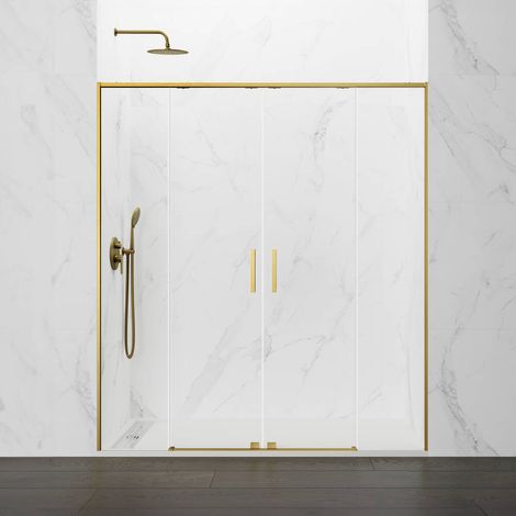 GME TWENTY Mampara Frontal Ducha 2F+2C Oro Transparente - Medida: 131-141 cm - ref: TWSP140OR (1/2)