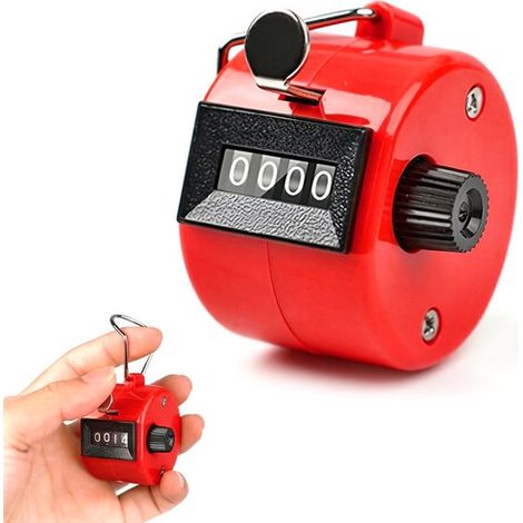 Compteur de personnes manuel, compteur mécanique à 4 chiffres, sans pile, boîtier en plastique avec anneau de maintien, orange (1/5)