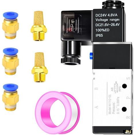 1/8" BSP 24V électrovanne électrique pilotée à bobine unique avec connexion 2 positions 5 voies (4V110-08) (1/5)