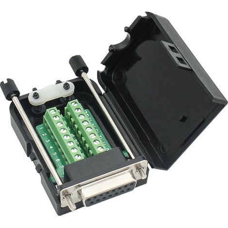 Adaptateur DB15 femelle 15 broches vers connecteur terminal module de signal avec étui (connecteur femelle, vis avec boîtier) (1/5)