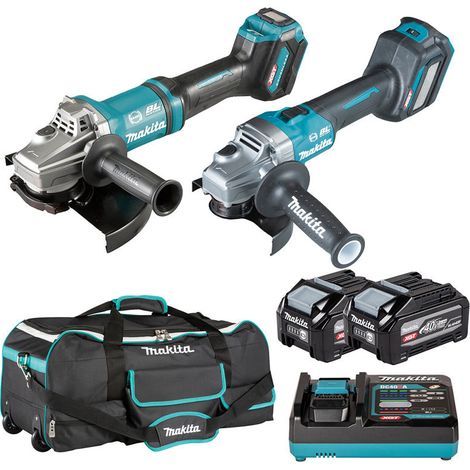Makita – Pack de 2 outils électroportatifs 40V – DK0227G201 – 2 batteries BL4040F 4.0Ah – Chargeur DC40RA – Meuleuses pour béton armé (1/3)