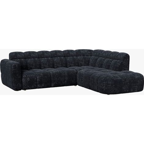 BELIZ Canapé d'angle en tissu noir - Angle droit (1/5)