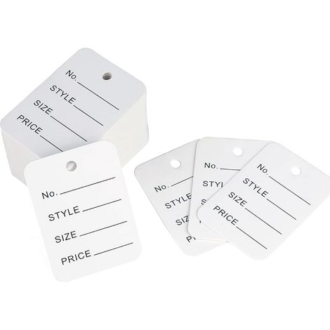 Étiquettes de prix lot de 100 blanches 50 x 35 mm pour bijoux vêtements cadeaux et emballages (1/5)