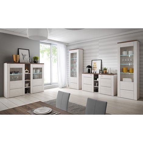 Set di 4 mobili da soggiorno collezione SANTIAGO. Color bianco effetto legno e quercia. (1/5)