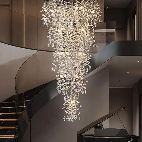 Kviflon lustre cristal argenté hauteur 300 cm, 28 lampes K9 (1/5)