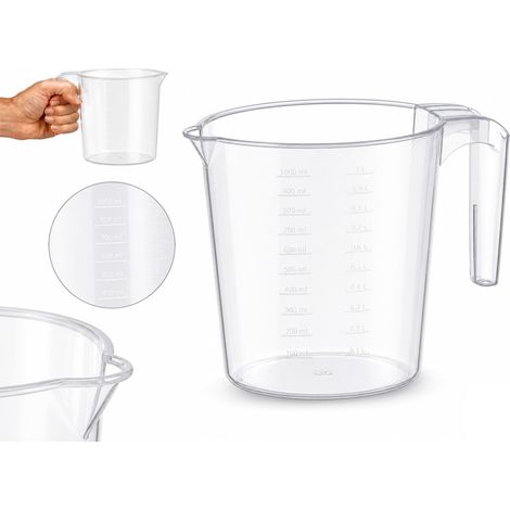 Pichet Gradué 1L Ergonomique – Verre Doseur Transparent avec Bec Verseur – Forme Optimisée Prise en Main et Rangement Facile – Cuisine (1/5)