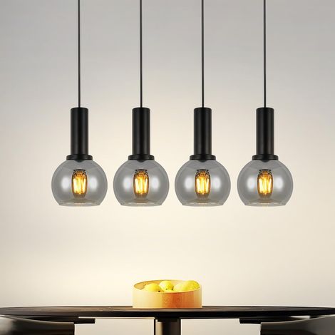 GBLY Pendelleuchte Esstisch Hängelampe Glas -4 Flammig Hängeleuchte Vintage Esszimmerlampe E27 Retro Hängend Esszimmerlampe Höhenverstellbar Pendellampe für Schlafzimmer Bar (ohne Leuchtmittel)