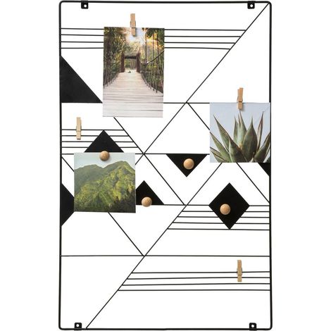 Atmosphera – Porte-photos mural en métal noir – Dimensions 34,8x1,4x54,7 cm – Avec mini pinces à linge et aimants pour photos (1/5)