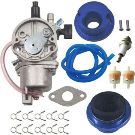 Kit Filtre à Air Aluminium avec Adaptateur PZ13 pour Mini-Quads 47cc 49cc 2 Temps (Bleu) Ortviai