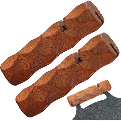 Housse de poignée de casserole résistante à la chaleur avec support en bois, pour poêle, grillades et ustensiles (1/4)