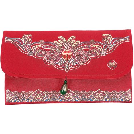 Enveloppe rouge chinoise porte-bonheur pour mariage, enveloppe en brocart porte-bonheur-18.70X11.00X1.00CM