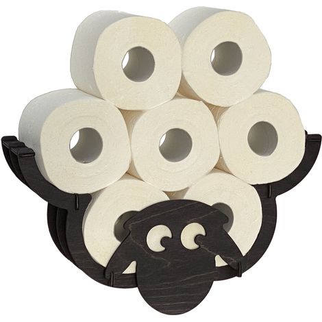 DanDiBo Toilettenpapierhalter Schaf Wand Schwarz Holz Toilettenrollenhalter WC Rollenhalter Ersatzrollenhalter Klopapierhalter (1/5)